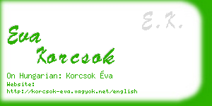 eva korcsok business card